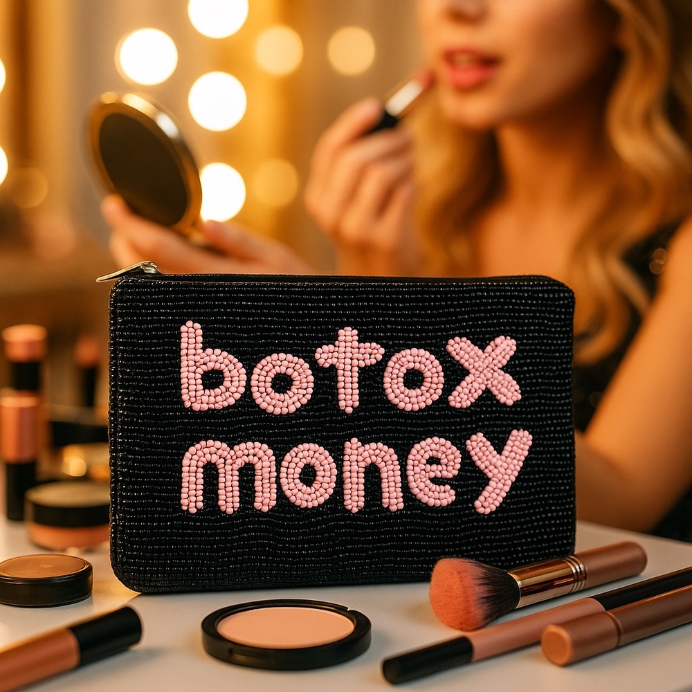 “Botox Money” Beaded Clutch – Funny & Fabulous Glam Bag for Girls Night Out